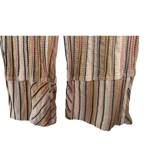 Free People Days End Cotton Pant Beige Pink Stripes Sz M - Picture 8 of 10